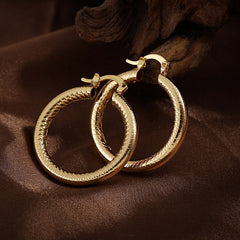 Geometric Hoop Texture Twisted Chunky Earring