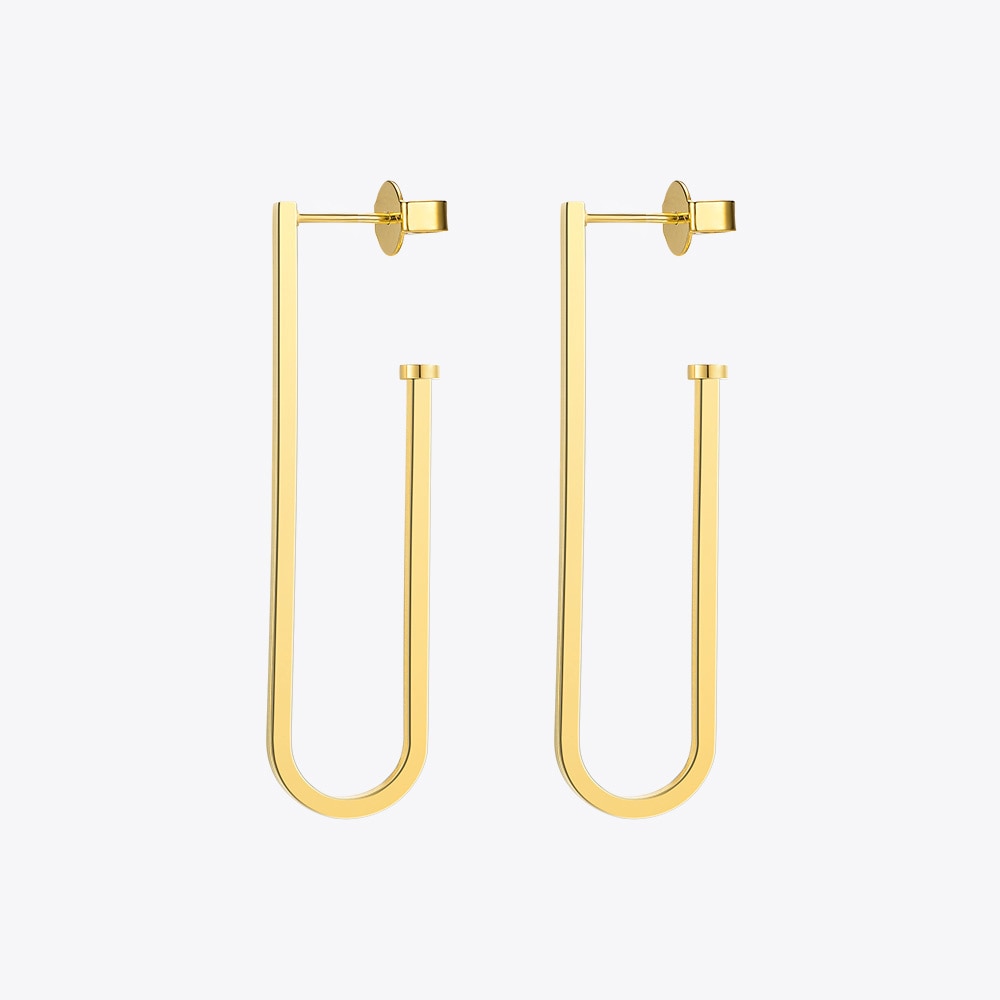 Geometric Big Clips Earrings Gold color Stainless steel