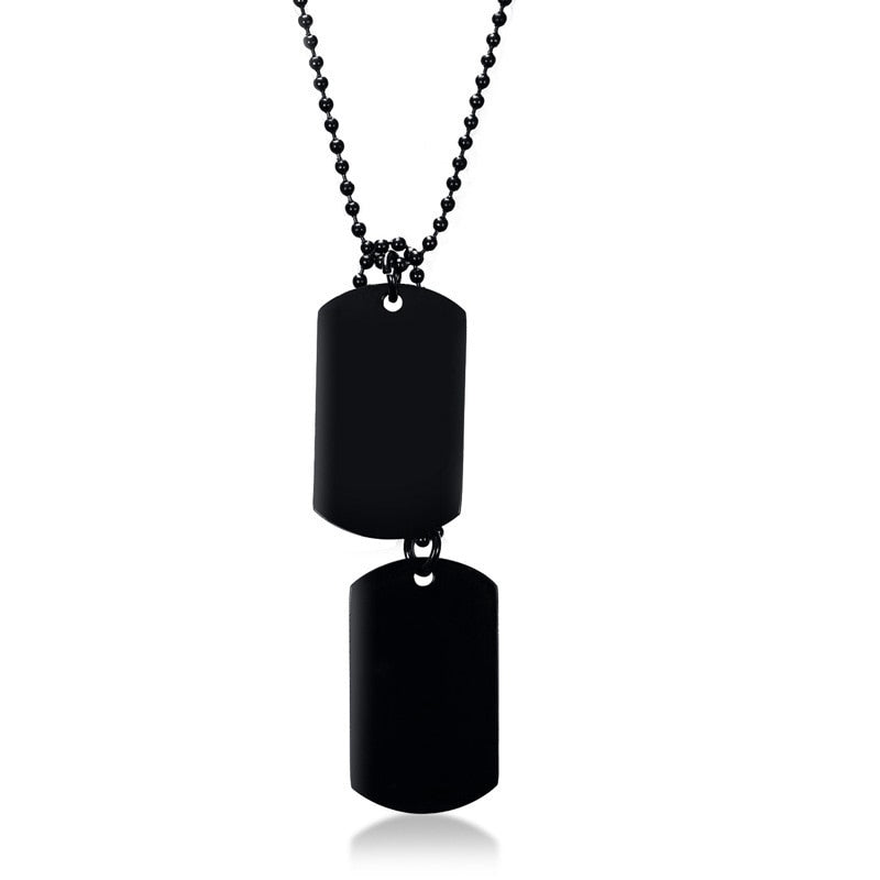 Stainless Steel Double Tag Necklace Pendant Chain