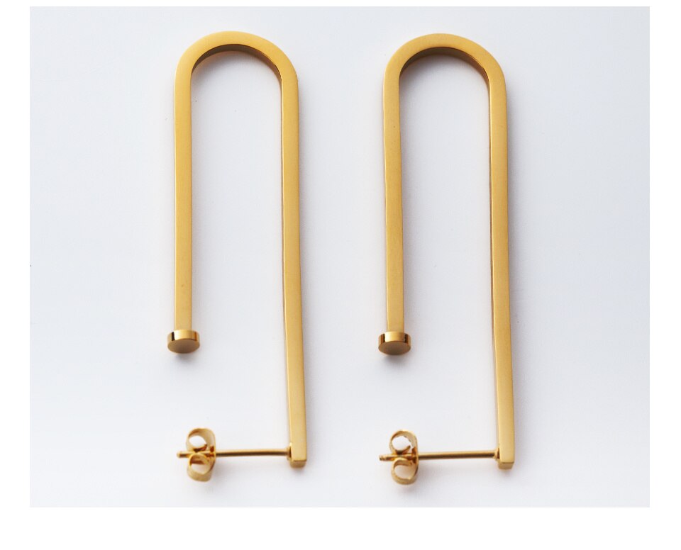 Geometric Big Clips Earrings Gold color Stainless steel