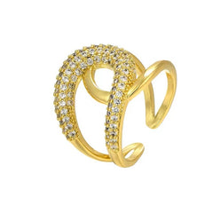 Cross Gold Colour Zircon Open Rings