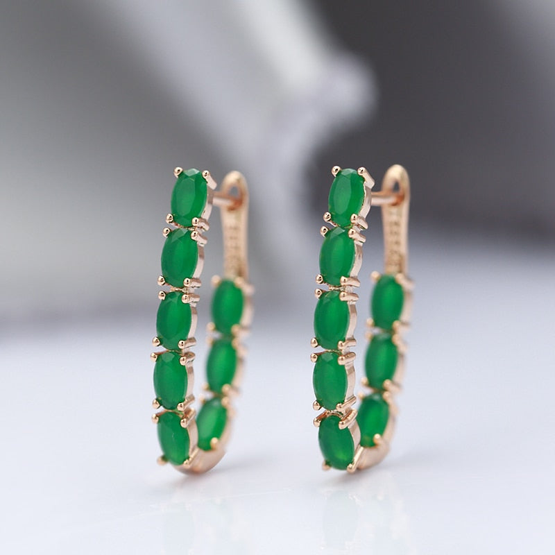 Green Rose Gold Vintage Luxury Drop Earrings