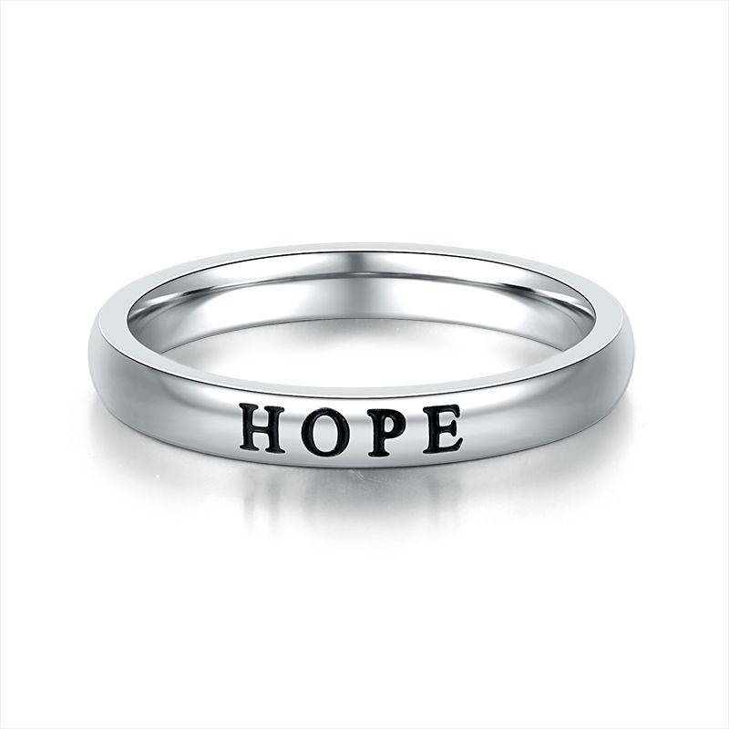 Stainless Steel Engraved Love Hope Faith Letter Rings