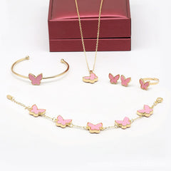 Elegant 5pcs/set Butterfly, Flower, Heart Shape Earrings Necklace Ring & Bracelet