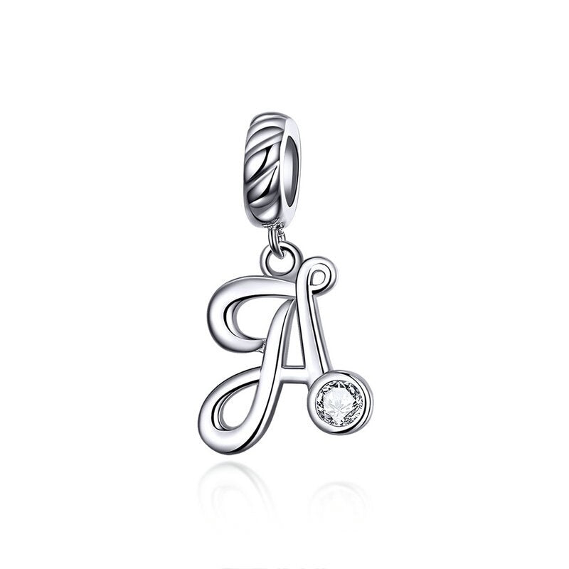 Alphabet A To Z Letter Shape Charms 925 Sterling Silver