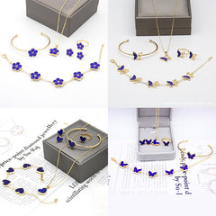 Elegant 5pcs/set Butterfly, Flower, Heart Shape Earrings Necklace Ring & Bracelet