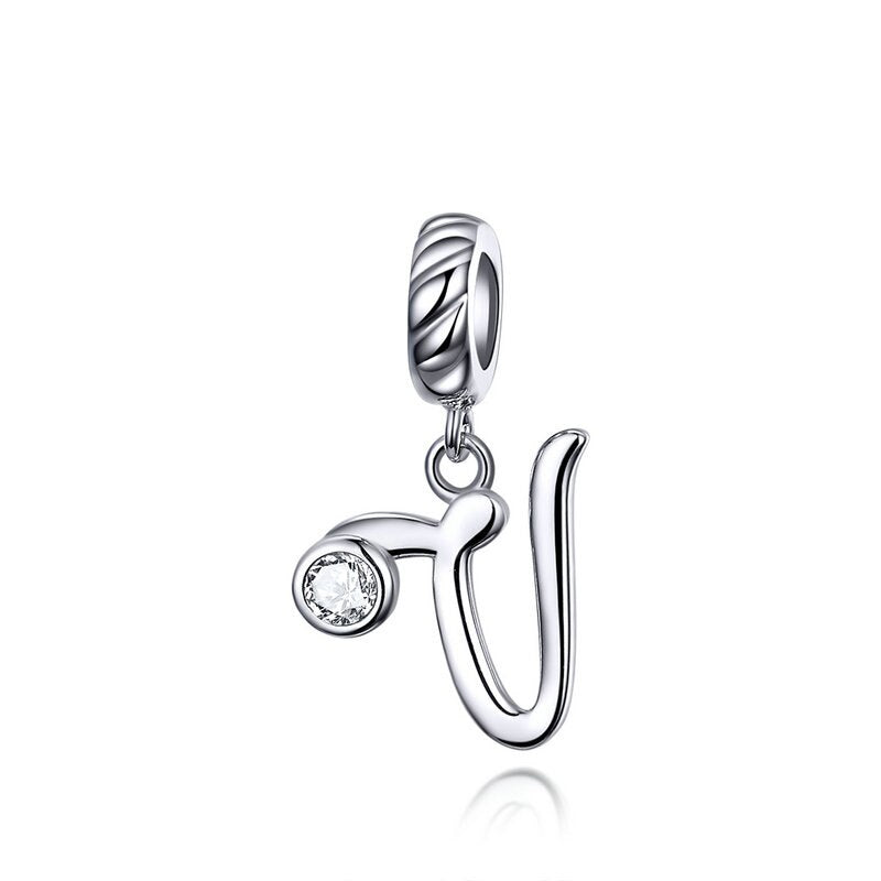 Alphabet A To Z Letter Shape Charms 925 Sterling Silver