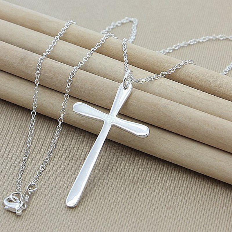 Cross Pendant Necklace 18 Inch 925 Sterling Silver