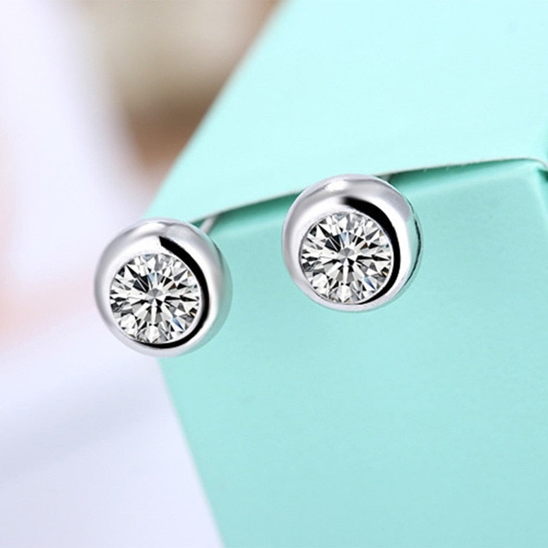 925 Sterling Silver with Zircon Stone Various Stud Earrings