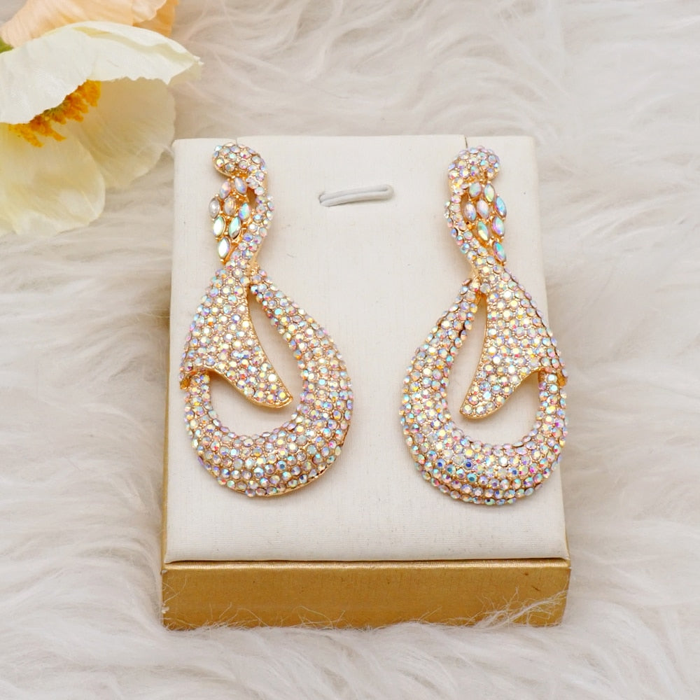 Luxury Rhinestone Crystal Long Tassel Earrings