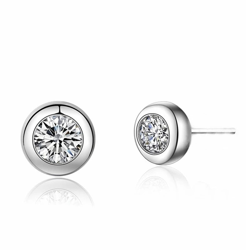 925 Sterling Silver with Zircon Stone Various Stud Earrings