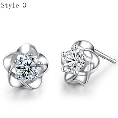 925 Sterling Silver with Zircon Stone Various Stud Earrings