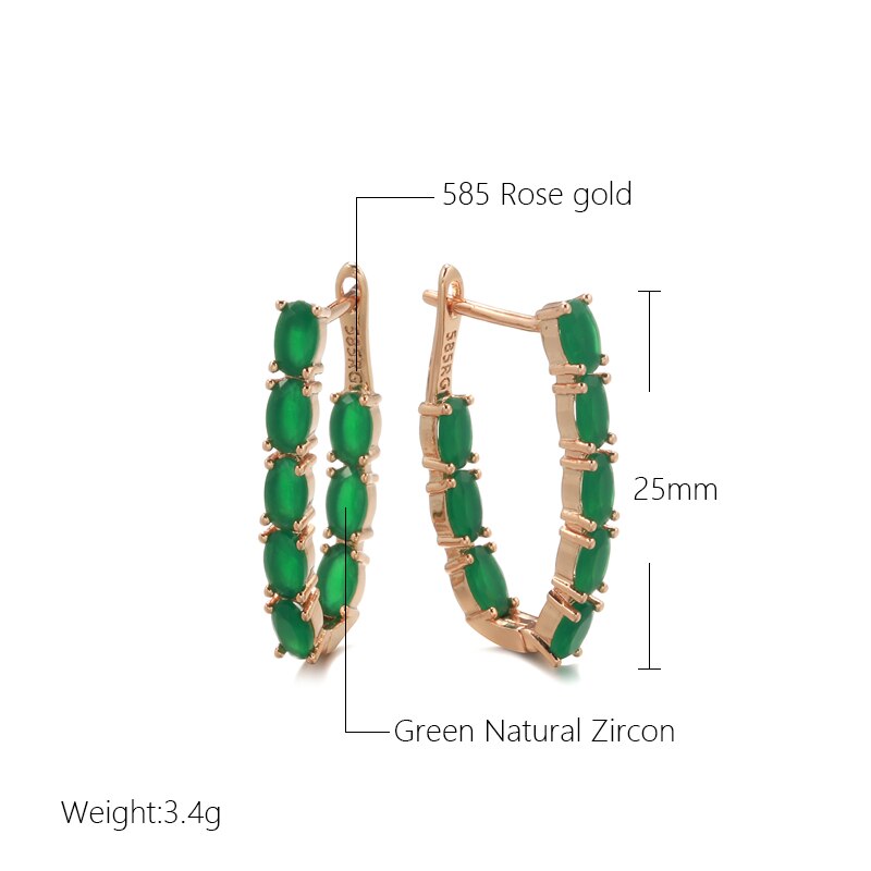 Green Rose Gold Vintage Luxury Drop Earrings