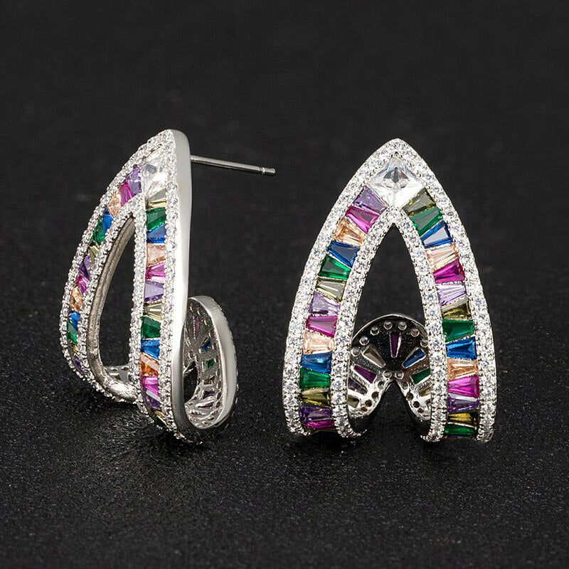 Luxury Multicolor Full mirco paved Cubic Zirconia Earring