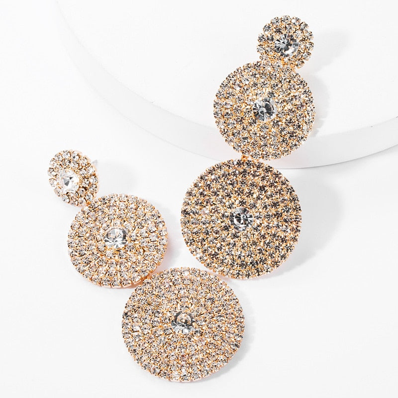 Sparkling Rhinestone Flower Drop Statement Earrings