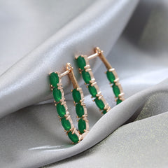 Green Rose Gold Vintage Luxury Drop Earrings