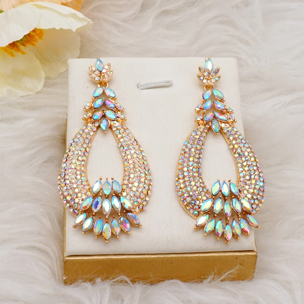 Luxury Rhinestone Crystal Long Tassel Earrings