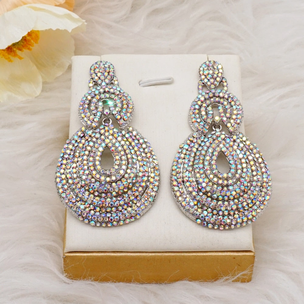 Luxury Rhinestone Crystal Long Tassel Earrings