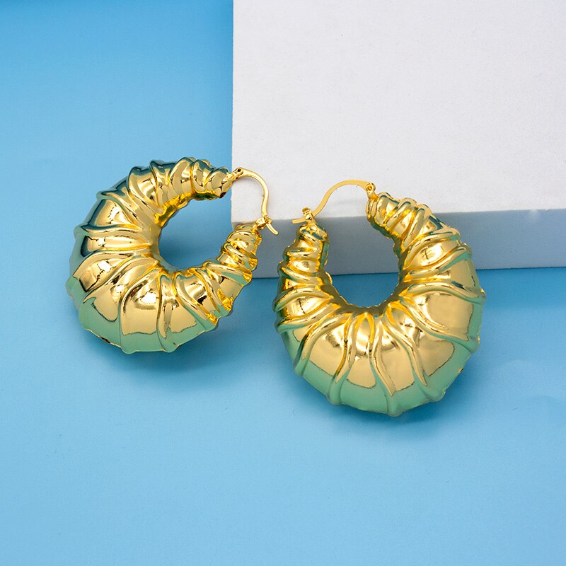 Hoop Dubai Style Gold Plated Big Earrings