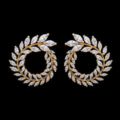 Luxury Olive Branch Cubic Zirconia Stud Earrings