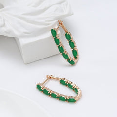 Green Rose Gold Vintage Luxury Drop Earrings