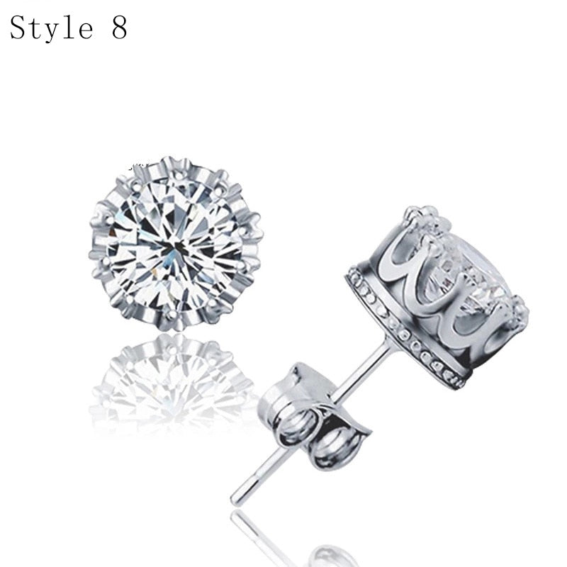 925 Sterling Silver with Zircon Stone Various Stud Earrings