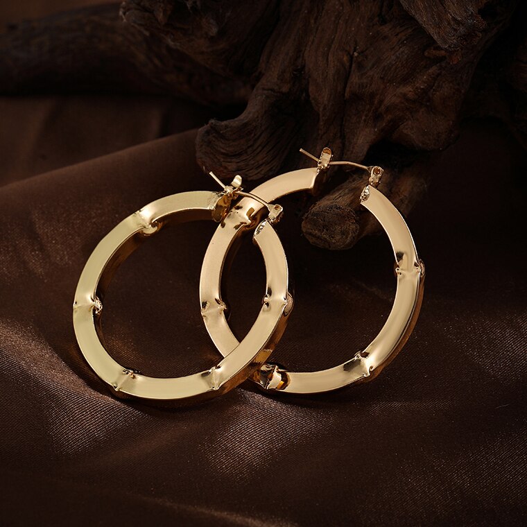 Geometric Hoop Texture Twisted Chunky Earring