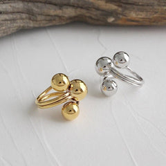 High Quality Silver & Gold Colour Creative Irregular Ball Exaggerated adjustable Rings