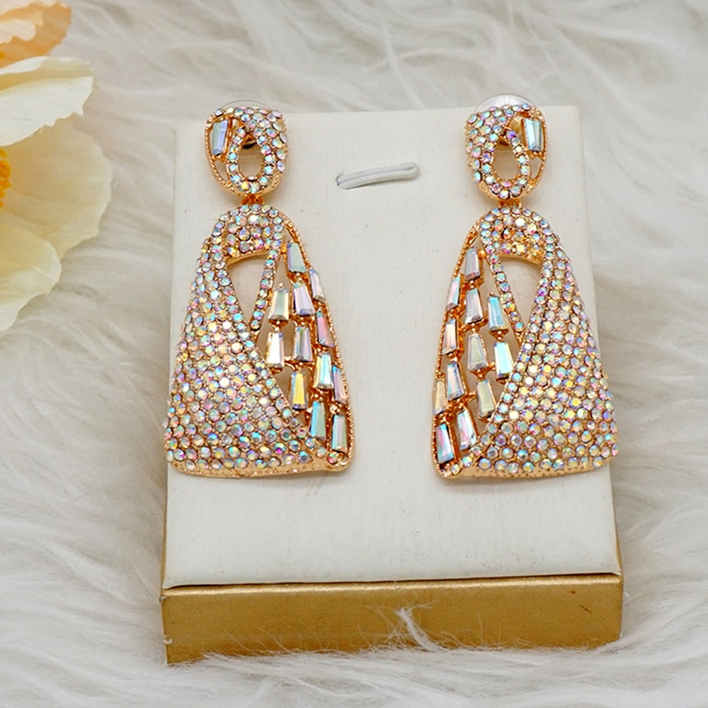 Luxury Rhinestone Crystal Long Tassel Earrings