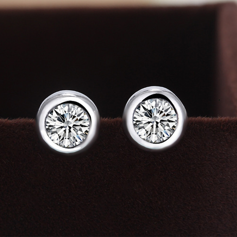 925 Sterling Silver with Zircon Stone Various Stud Earrings