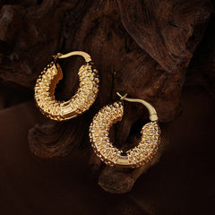 Geometric Hoop Texture Twisted Chunky Earring