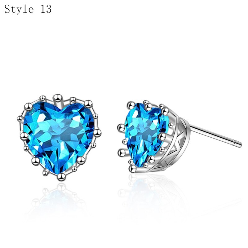 925 Sterling Silver with Zircon Stone Various Stud Earrings