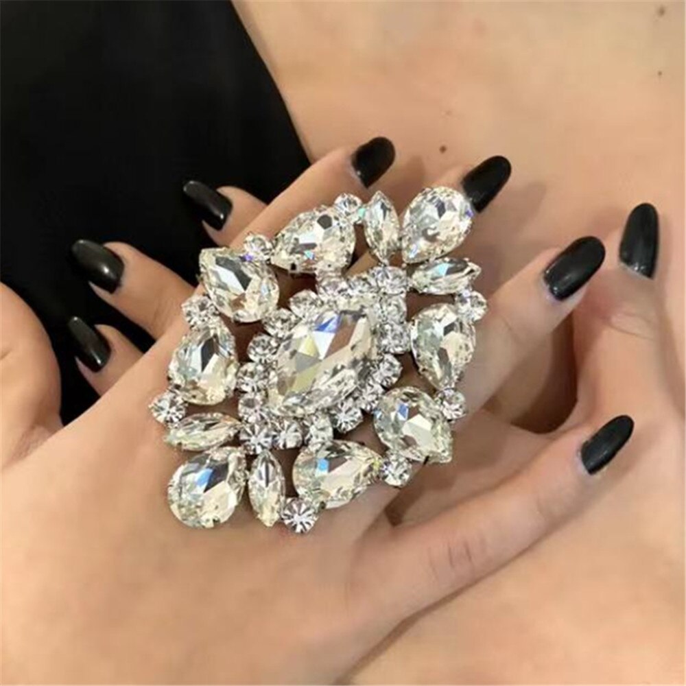 Luxury Rhinestone Statement Large Adjustable Ring