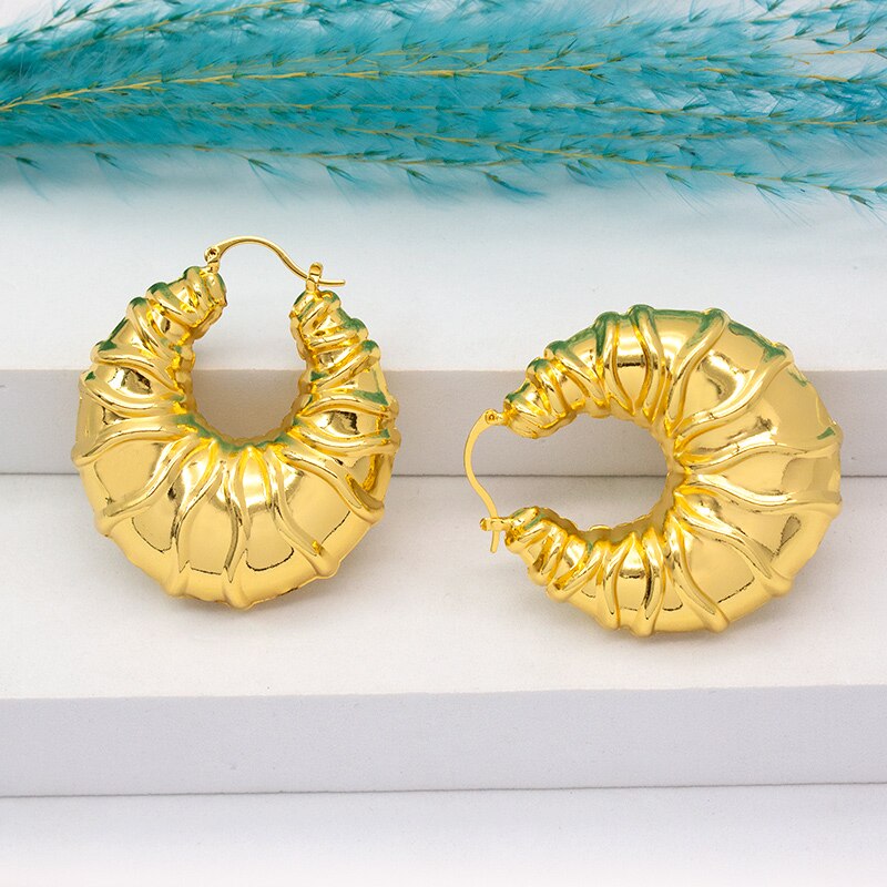 Hoop Dubai Style Gold Plated Big Earrings