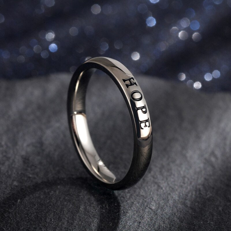 Stainless Steel Engraved Love Hope Faith Letter Rings