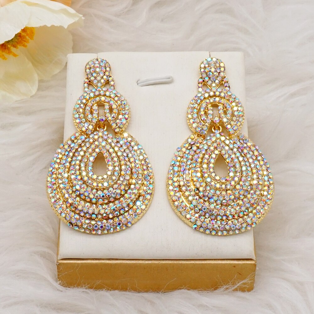 Luxury Rhinestone Crystal Long Tassel Earrings