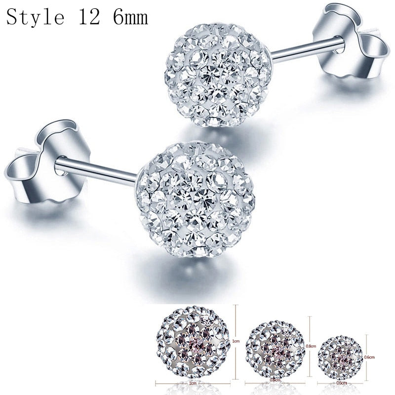 925 Sterling Silver with Zircon Stone Various Stud Earrings