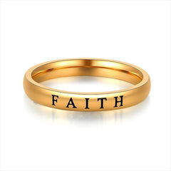 Stainless Steel Engraved Love Hope Faith Letter Rings