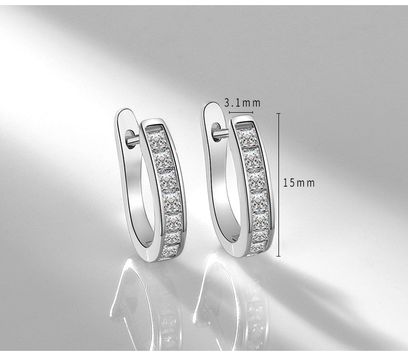 925 Sterling Silver Big Circle Inlaid Zircon Earrings 17mm-40mm, 5 sizes