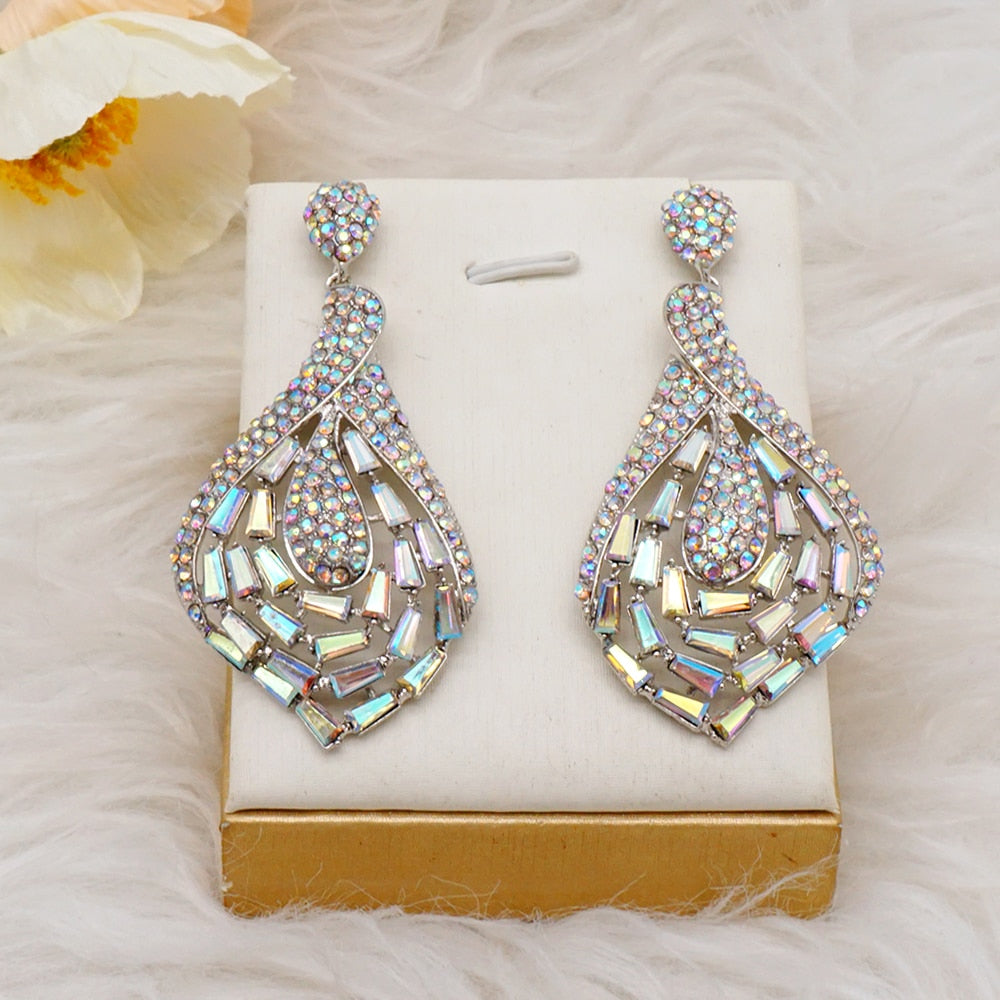 Luxury Rhinestone Crystal Long Tassel Earrings