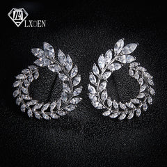 Luxury Olive Branch Cubic Zirconia Stud Earrings