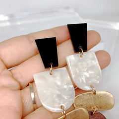 Fashion Acrylic Wood Alloy Long Dangle Earrings