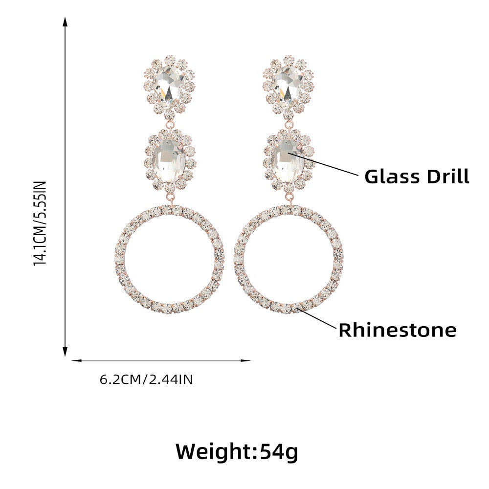 Luxury Crystal Long Water Drop Dangle Earrings