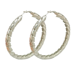 Chunky Metal Leaves Big Hoop Earrings Gold Colour