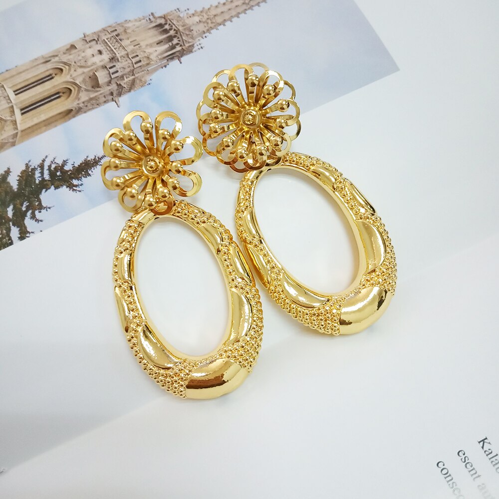 18K Gold Water Drop Statement Occasion Long lasting Gold Colour Earrings