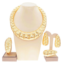 Luxury Brazil High Quality Gold Plated Jewellery Set Necklace Earrings Ring Bracelet