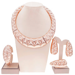 Luxury Brazil High Quality Gold Plated Jewellery Set Necklace Earrings Ring Bracelet