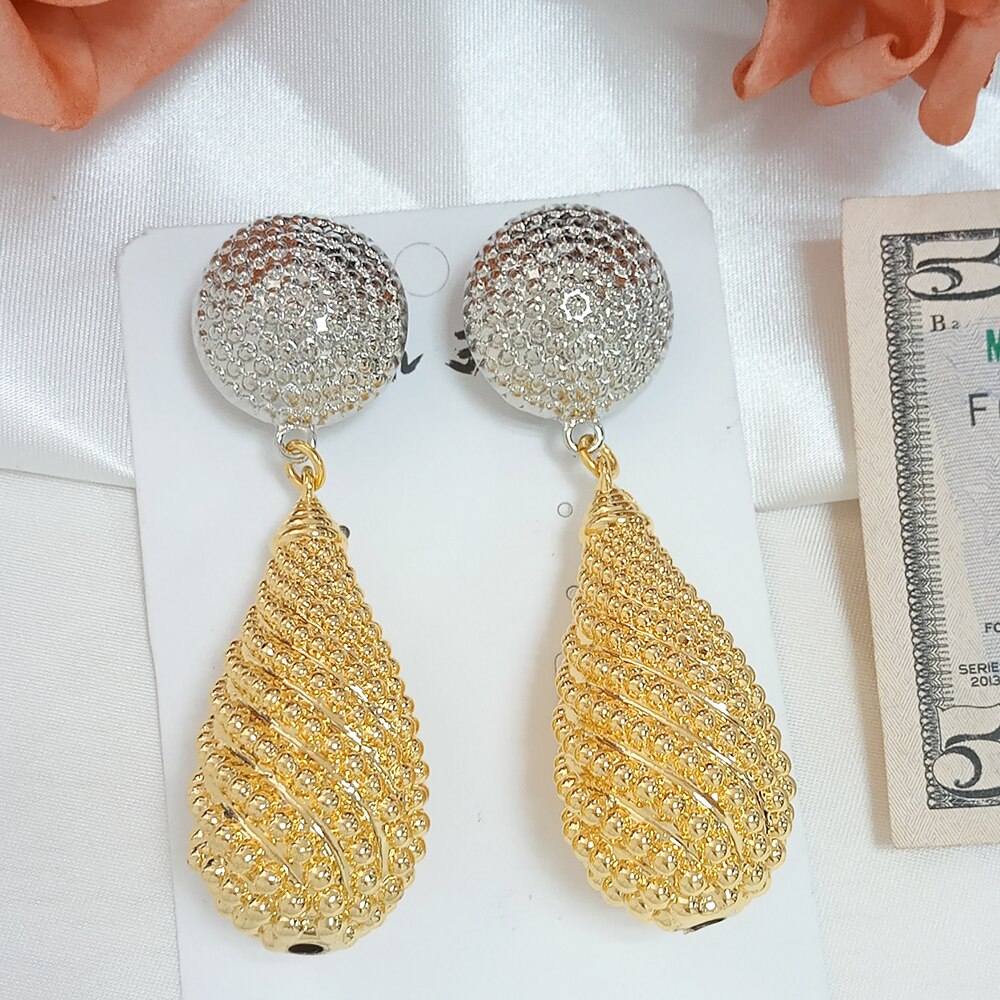 18K Gold Water Drop Statement Occasion Long lasting Gold Colour Earrings